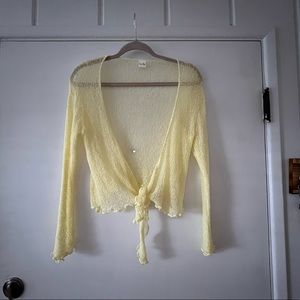 ❌SOLD❌ Vintage sheer yellow tie top